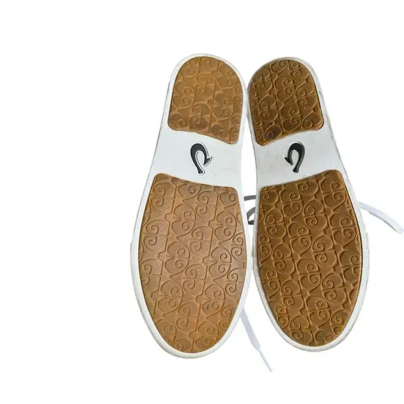 OluKai Women's Pehuea Li Ili Leather Sneaker Shoes Size 9 $120 in White - Picture 5 of 7